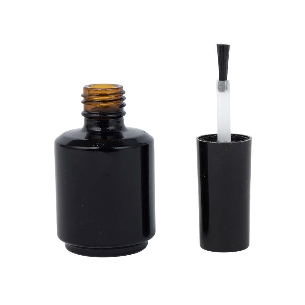 15ml Empty Black Round Glass Nails Polish Bottle