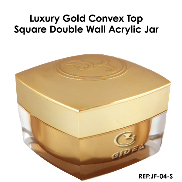 15ml 30ml 50ml Gold Square Acrylic Double Wall Plastic Cream Cosmetic Jar