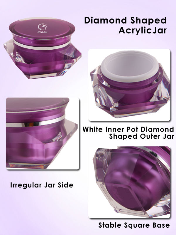 15ml 30ml 50ml Diamond Cosmetic Jar 50ml White Plastic Jars